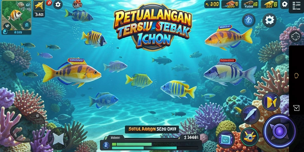 Screenshot gameplay dari 3446 yang menampilkan serunya menangkap ikan.
