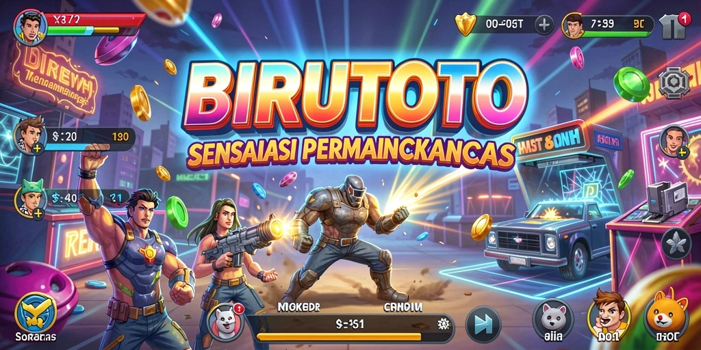 Tangkapan layar BIRUTOTO menunjukkan aksi seru gameplay arcade yang menantang.