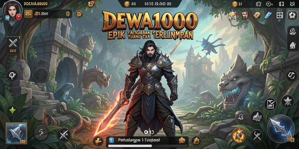 Screenshot gameplay DEWA1000 yang menampilkan aksi petualangan yang mendebarkan.