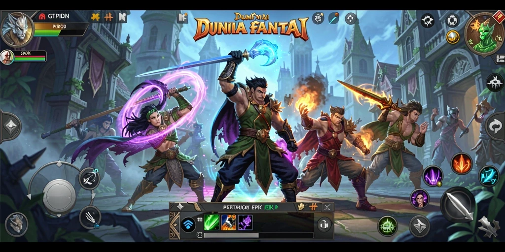 Screenshot GTPIDN menunjukkan pertarungan epik di dunia fantasi.