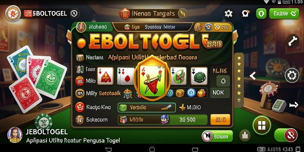 Tampilan utama aplikasi JEBOLTOGEL dengan fitur-fitur Utility.