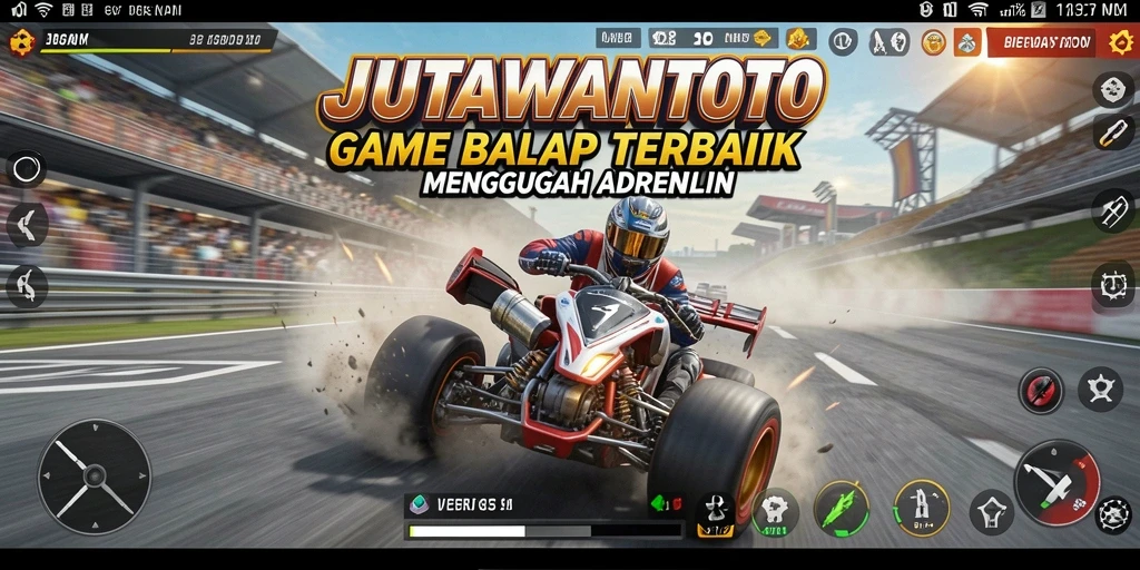 Gameplay JUTAWANTOTO menampilkan balapan yang seru dan menegangkan.