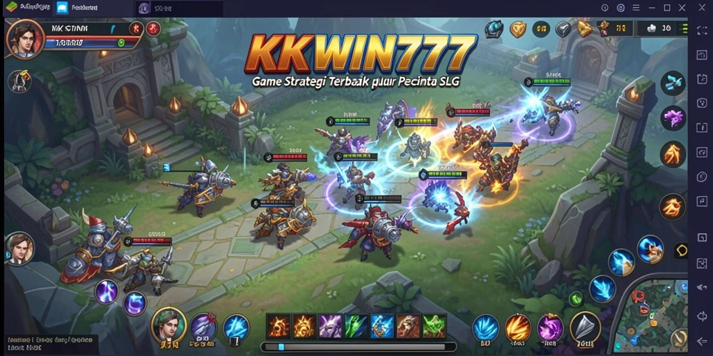 Screenshot gameplay KKWIN777 yang menunjukkan pertempuran seru antar kerajaan.