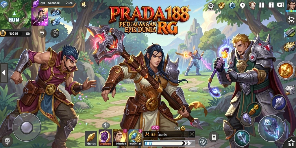 Gameplay PRADA188 dengan karakter dan pertarungan RPG yang seru.