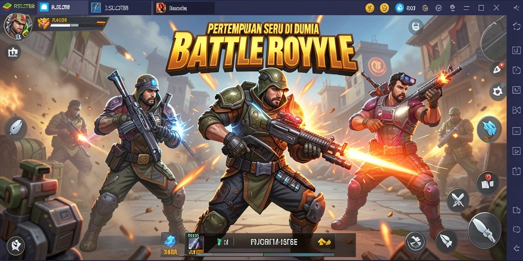 Tampilan gameplay seru di RJSLOT88 dengan aksi pertempuran Battle Royale yang mendebarkan.