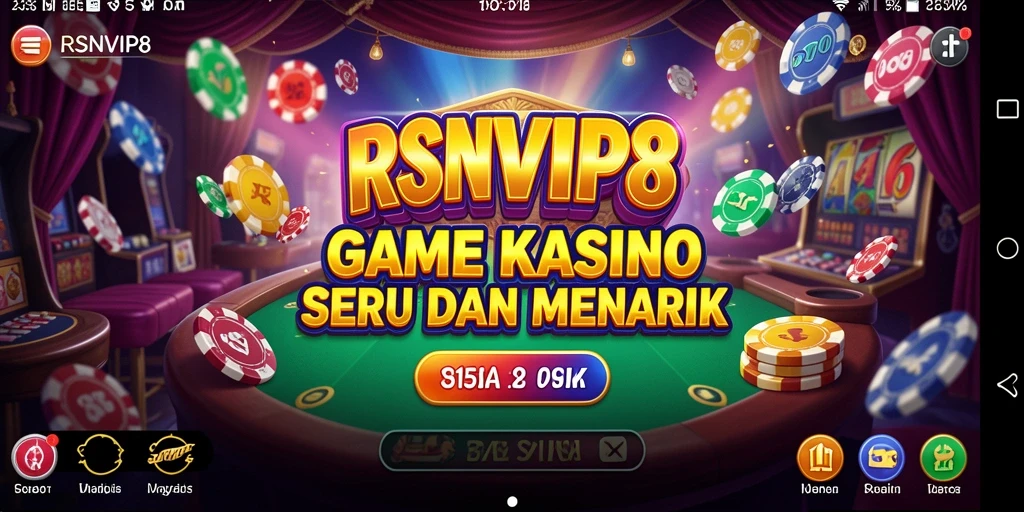 Tampilan screenshot utama RSNVIP8 yang menggambarkan gameplay kasino yang mendebarkan.