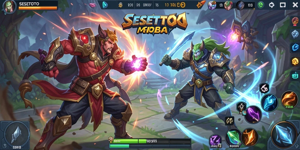 Tampilan gameplay SESETOTO dalam pertempuran MOBA yang mendebarkan.