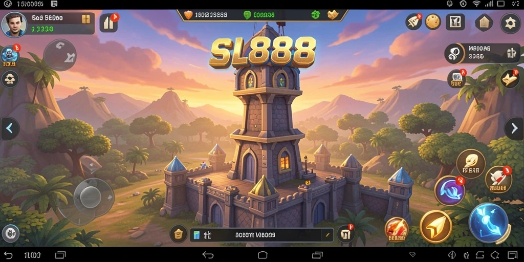 Tampilan gameplay SL888 yang menegangkan dan menara pertahanan yang beragam.