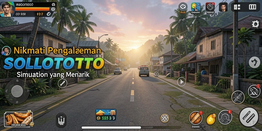 Screenshot gameplay SOLOTOTO menampilkan interaksi dinamis dalam dunia simulation.