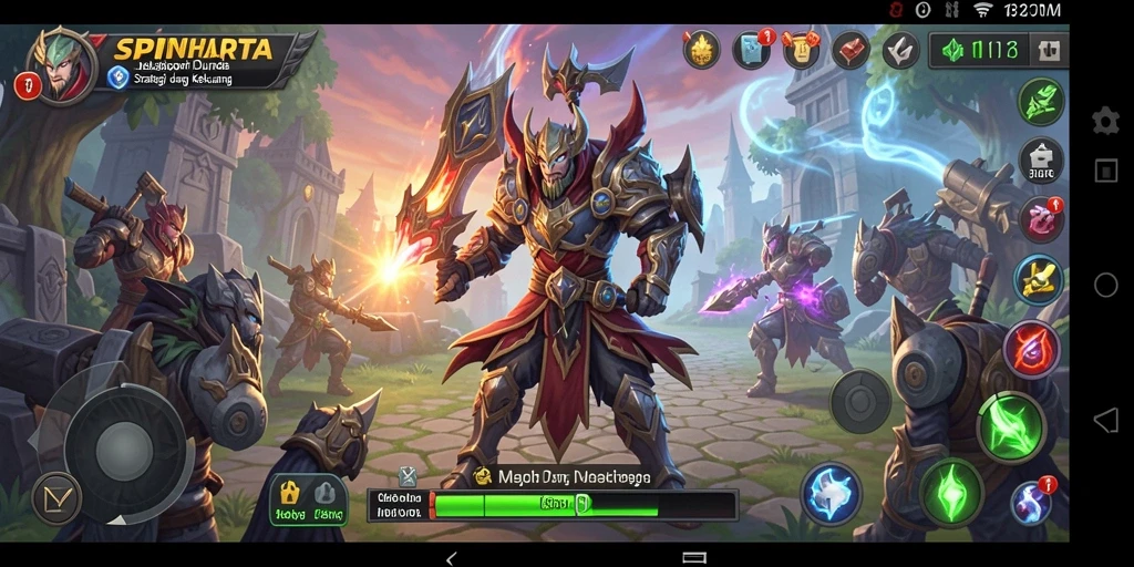 Tangkapan layar gameplay SPINHARTA menunjukkan aksi pertempuran strategis.