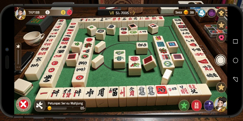 Screenshot gameplay TKP188 menunjukkan strategi menakjubkan dalam Mahjong.